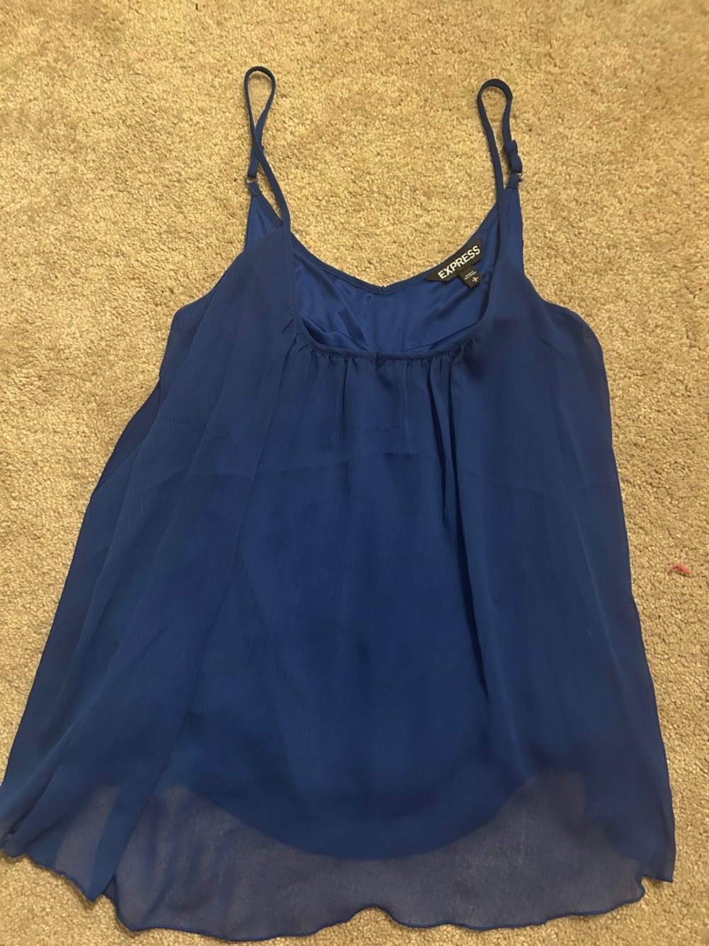 Express Royal Blue Chiffon Camisole with Adjustable Straps